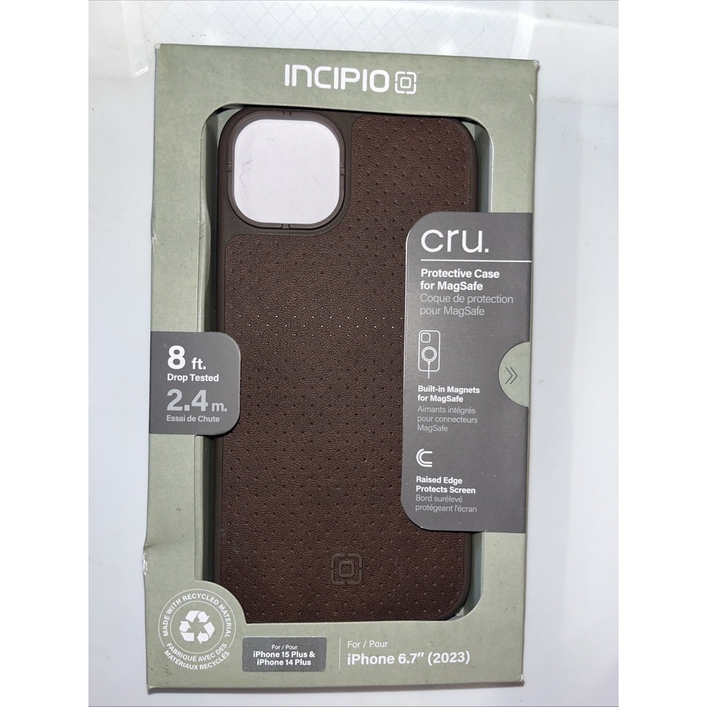 Incipio Apple iPhone 15 Plus/iPhone‎ 14 Plus Protective Case-Brown Faux Leather